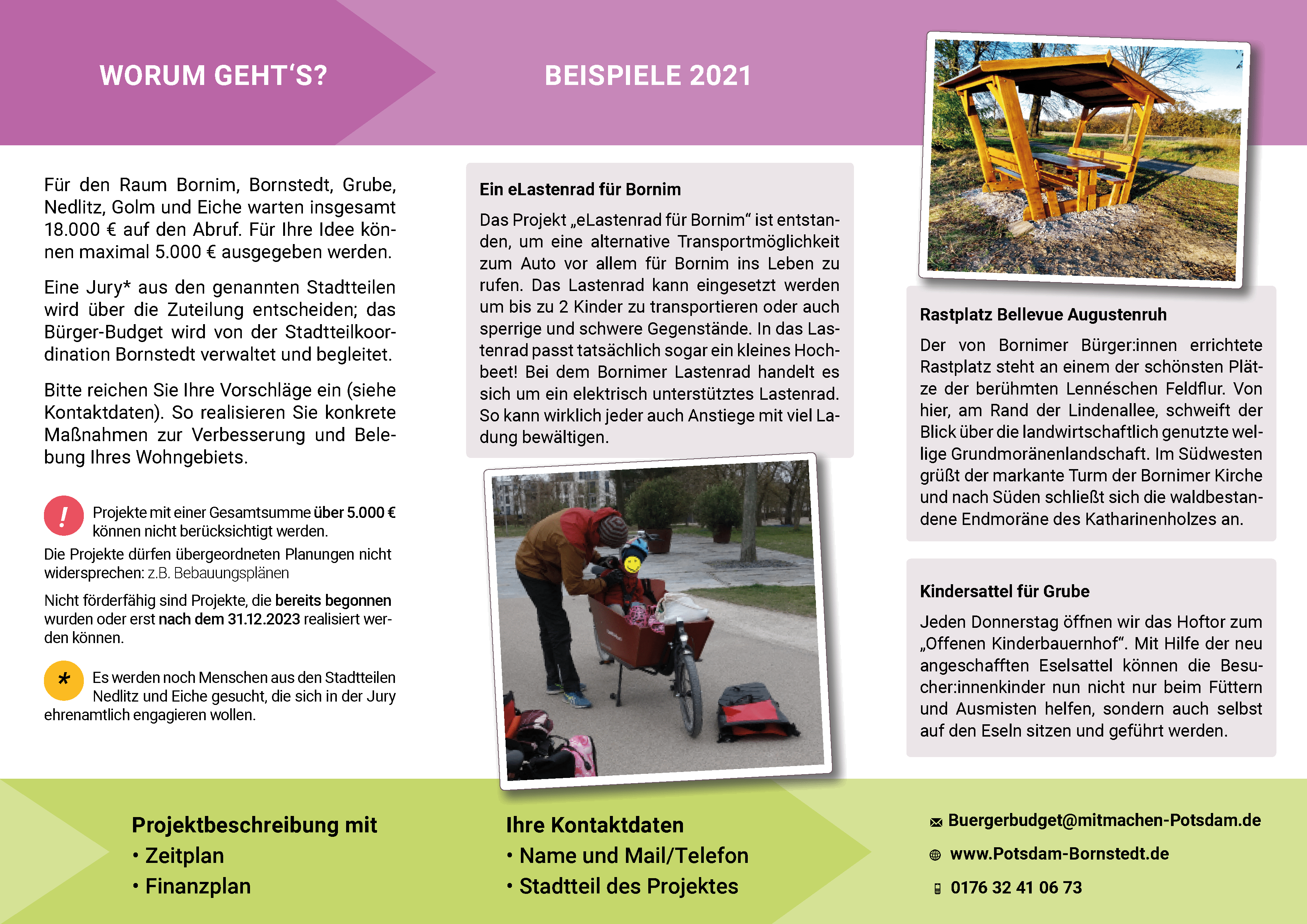 STADTTEILARBEIT BORNSTEDT Flyer Herbst 20232